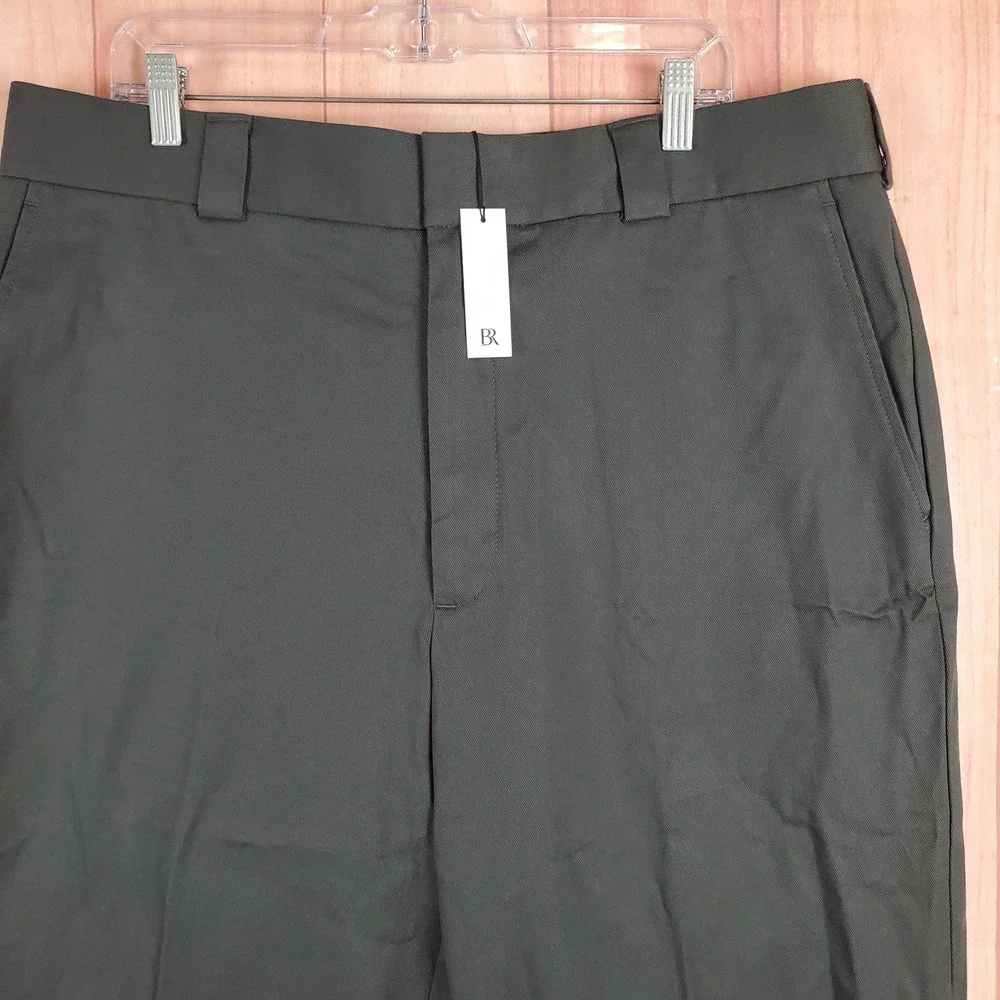 Banana Republic Mens Pant 38 Gray Cotton Slash Pockets Zip Fly Straight Slim Fit